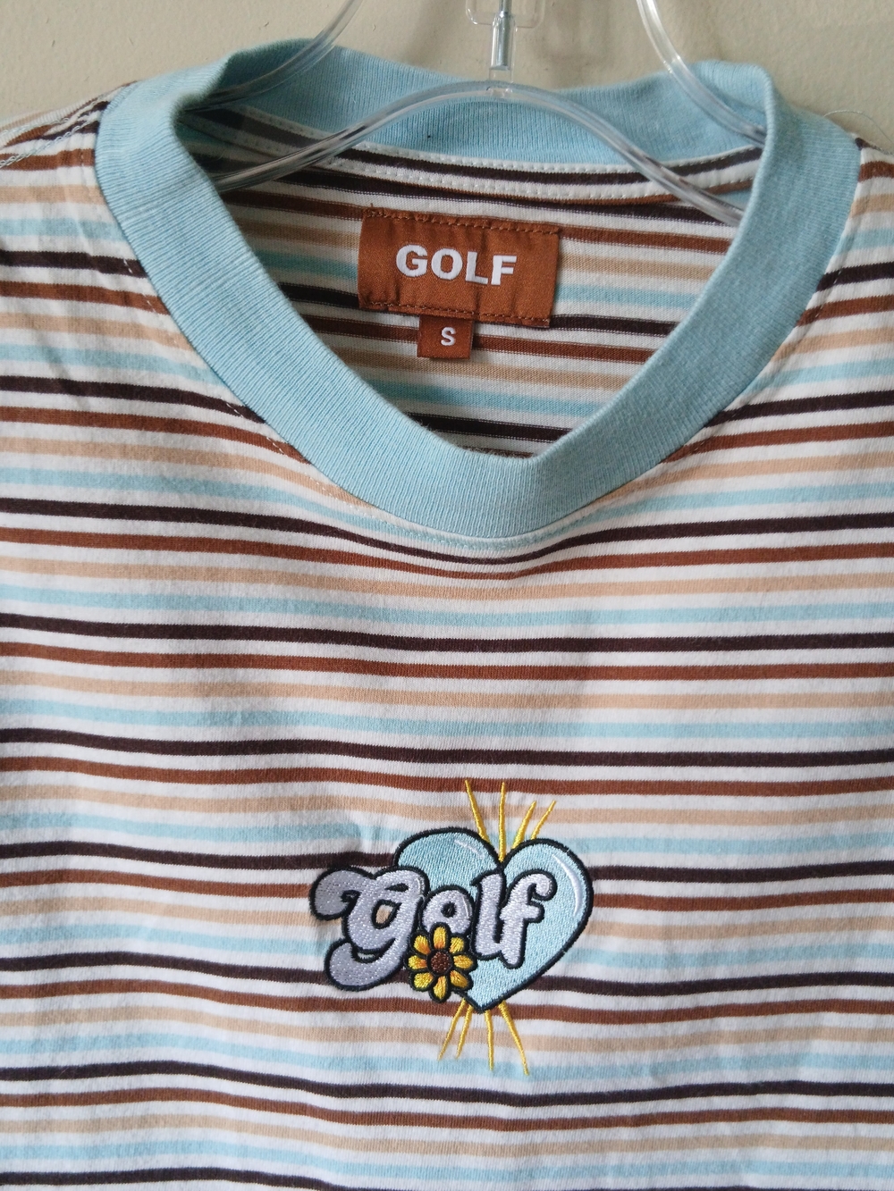 Golf Wang Striped Embroidered Sunflower Heart Short-Sleeve Tee